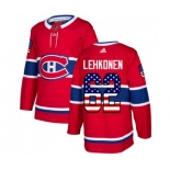 Adidas Montreal Canadiens #62 Artturi Lehkonen Authentic Red USA Flag Fashion NHL Jersey