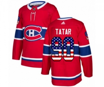 Adidas Montreal Canadiens #90 Tomas Tatar Authentic Red USA Flag Fashion NHL Jersey