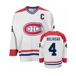 CCM Montreal Canadiens #4 Jean Beliveau Authentic White CH Throwback NHL Jersey