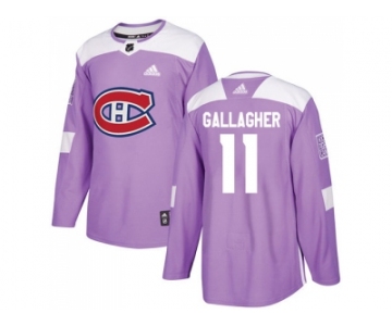 Men Adidas Montreal Canadiens #11 Brendan Gallagher Purple Authentic Fights Cancer Stitched NHL Jersey