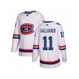 Men Adidas Montreal Canadiens #11 Brendan Gallagher White Authentic 2017 100 Classic Stitched NHL Jersey