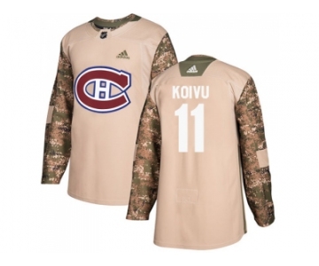 Men Adidas Montreal Canadiens #11 Saku Koivu Camo Authentic 2017 Veterans Day Stitched NHL Jersey