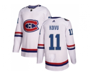 Men Adidas Montreal Canadiens #11 Saku Koivu White Authentic 2017 100 Classic Stitched NHL Jersey