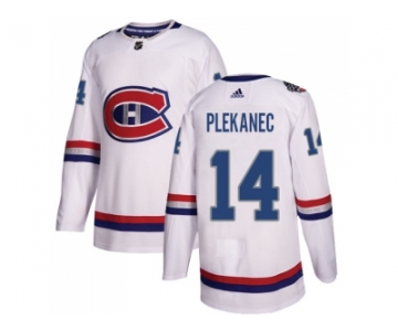 Men Adidas Montreal Canadiens #14 Tomas Plekanec White Authentic 2017 100 Classic Stitched NHL Jersey