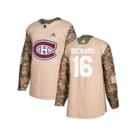 Men Adidas Montreal Canadiens #16 Henri Richard Camo Authentic 2017 Veterans Day Stitched NHL Jersey