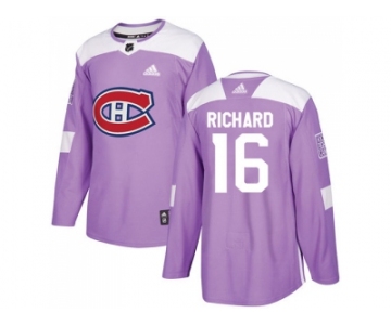 Men Adidas Montreal Canadiens #16 Henri Richard Purple Authentic Fights Cancer Stitched NHL Jersey