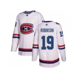 Men Adidas Montreal Canadiens #19 Larry Robinson White Authentic 2017 100 Classic Stitched NHL Jersey