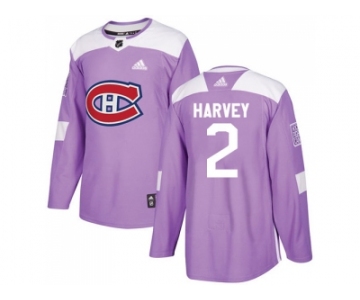 Men Adidas Montreal Canadiens #2 Doug Harvey Purple Authentic Fights Cancer Stitched NHL Jersey