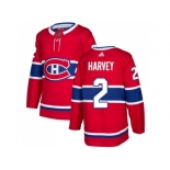 Men Adidas Montreal Canadiens #2 Doug Harvey Red Home Authentic Stitched NHL Jersey