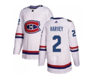 Men Adidas Montreal Canadiens #2 Doug Harvey White Authentic 2017 100 Classic Stitched NHL Jersey