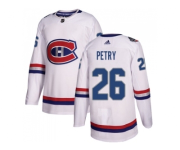 Men Adidas Montreal Canadiens #26 Jeff Petry White Authentic 2017 100 Classic Stitched NHL Jersey