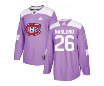 Men Adidas Montreal Canadiens #26 Mats Naslund Purple Authentic Fights Cancer Stitched NHL Jersey