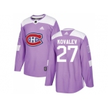 Men Adidas Montreal Canadiens #27 Alexei Kovalev Purple Authentic Fights Cancer Stitched NHL Jersey