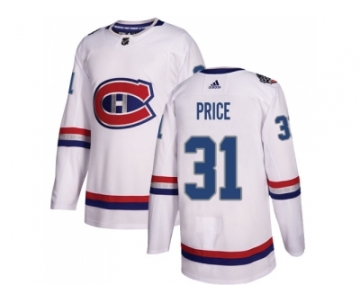 Men Adidas Montreal Canadiens #31 Carey Price White Authentic 2017 100 Classic Stitched NHL Jersey