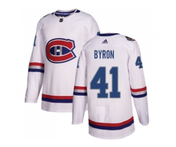 Men Adidas Montreal Canadiens #41 Paul Byron White Authentic 2017 100 Classic Stitched NHL Jersey