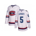 Men Adidas Montreal Canadiens #5 Guy Lapointe White Authentic 2017 100 Classic Stitched NHL Jersey