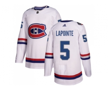 Men Adidas Montreal Canadiens #5 Guy Lapointe White Authentic 2017 100 Classic Stitched NHL Jersey