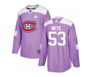 Men Adidas Montreal Canadiens #53 Victor Mete Purple Authentic Fights Cancer Stitched NHL Jersey