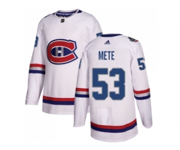 Men Adidas Montreal Canadiens #53 Victor Mete White Authentic 2017 100 Classic Stitched NHL Jersey