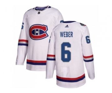 Men Adidas Montreal Canadiens #6 Shea Weber White Authentic 2017 100 Classic Stitched NHL Jersey