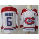 Men Adidas Montreal Canadiens #6 Shea Weber White Road Authentic Stitched NHL Jersey