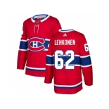 Men Adidas Montreal Canadiens #62 Artturi Lehkonen Red Home Authentic Stitched NHL Jersey