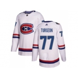 Men Adidas Montreal Canadiens #77 Pierre Turgeon White Authentic 2017 100 Classic Stitched NHL Jersey