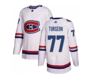 Men Adidas Montreal Canadiens #77 Pierre Turgeon White Authentic 2017 100 Classic Stitched NHL Jersey