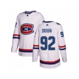 Men Adidas Montreal Canadiens #92 Jonathan Drouin White Authentic 2017 100 Classic Stitched NHL Jersey