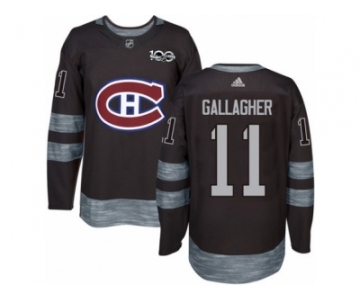 Men's Adidas Montreal Canadiens #11 Brendan Gallagher Authentic Black 1917-2017 100th Anniversary NHL Jersey