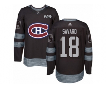 Men's Adidas Montreal Canadiens #18 Serge Savard Authentic Black 1917-2017 100th Anniversary NHL Jersey