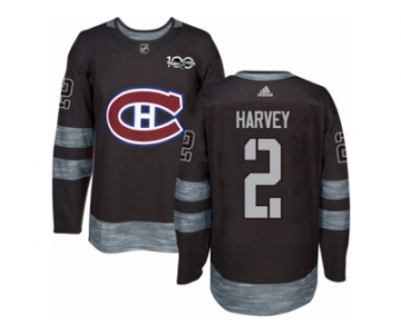 Men's Adidas Montreal Canadiens #2 Doug Harvey Authentic Black 1917-2017 100th Anniversary NHL Jersey