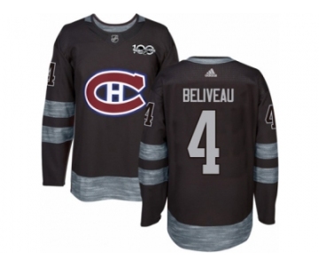 Men's Adidas Montreal Canadiens #4 Jean Beliveau Authentic Black 1917-2017 100th Anniversary NHL Jersey