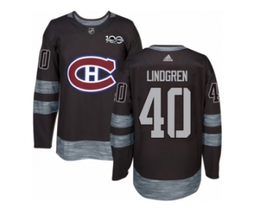 Men's Adidas Montreal Canadiens #40 Charlie Lindgren Authentic Black 1917-2017 100th Anniversary NHL Jersey