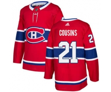 Men's Canadiens #21 Nick Cousins Red Home Authentic Stitched Hockey Jersey