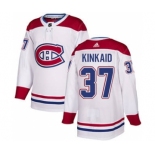 Men's Canadiens #37 Keith Kinkaid White Road Authentic Stitched Hockey Jersey