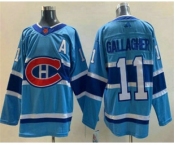 Men's Montreal Canadiens #11 Brendan Gallagher Blue 2022 Reverse Retro Stitched Jersey