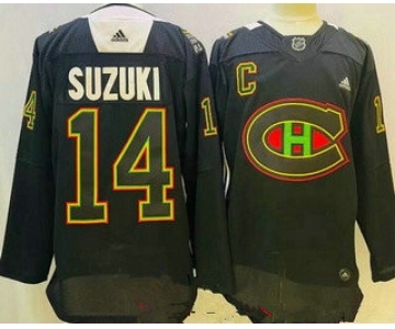 Men's Montreal Canadiens #14 Nick Suzuki Black History Night Authentic Jersey