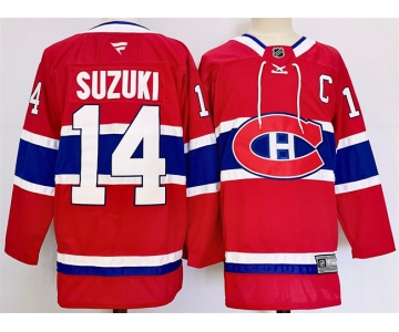 Men's Montreal Canadiens #14 Nick Suzuki Red 2024-25 Stitched Jersey