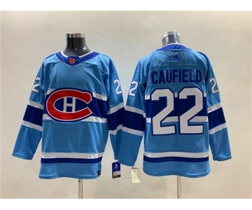 Men's Montreal Canadiens #22 Cole Caufield 2022-23 Reverse Retro Stitched Jersey