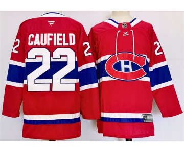 Men's Montreal Canadiens #22 Cole Caufield Red 2024-25 Stitched Jersey