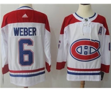 Men's Montreal Canadiens #6 Shea Weber White Road Stitched Hockey Jersey