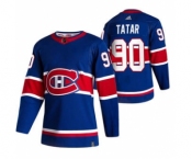 Men's Montreal Canadiens #90 Tomas Tatar Blue 2020-21 Reverse Retro Alternate Hockey Jersey