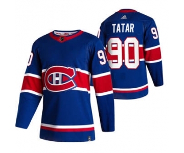 Men's Montreal Canadiens #90 Tomas Tatar Blue 2020-21 Reverse Retro Alternate Hockey Jersey