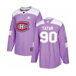 Men's Montreal Canadiens #90 Tomas Tatar Purple Fights Cancer Stitched Hockey Jersey