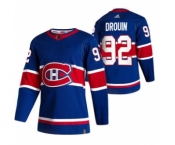 Men's Montreal Canadiens #92 Jonathan Drouin Blue 2020-21 Reverse Retro Alternate Hockey Jersey