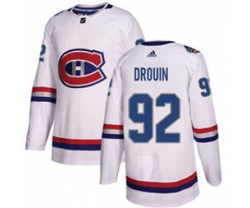 Men's Montreal Canadiens #92 Jonathan Drouin White 2017 100 Classic Stitched Hockey Jersey