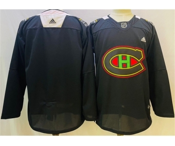 Men's Montreal Canadiens Blank 2022 Black Warm Up History Night Stitched Jersey