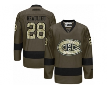 Men's Reebok Montreal Canadiens #28 Nathan Beaulieu Authentic Green Salute to Service NHL Jersey