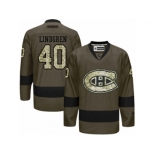 Men's Reebok Montreal Canadiens #40 Charlie Lindgren Authentic Green Salute to Service NHL Jersey